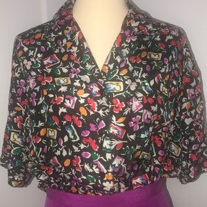 Vintage Rayon Floral Blouse